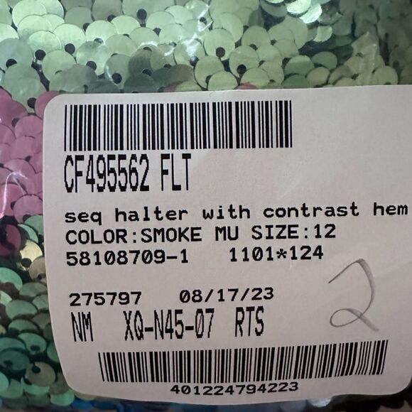 Revolve Ronny Kobo Jo Gold Multicolor Sequin halter cocktail mini dress - 12 NWT - Picture 5 of 10